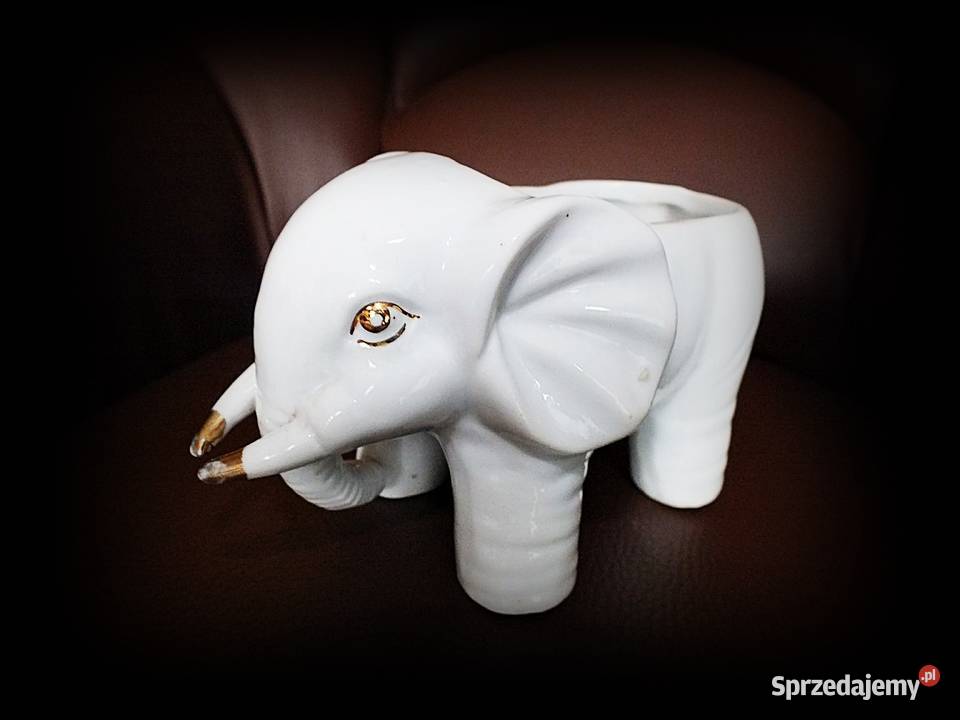 Porcelanowy Słoń Osłonka na doniczkę