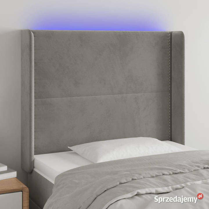 Zagłówek do łóżka z LED jasnoszary 103x16x118128 mazowieckie Warszawa