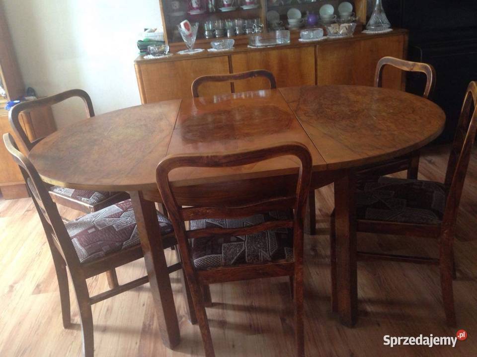 Okrągły stół rozkładany 6 krzesel Antyki, Sztuka, Kolekcje sprzedam