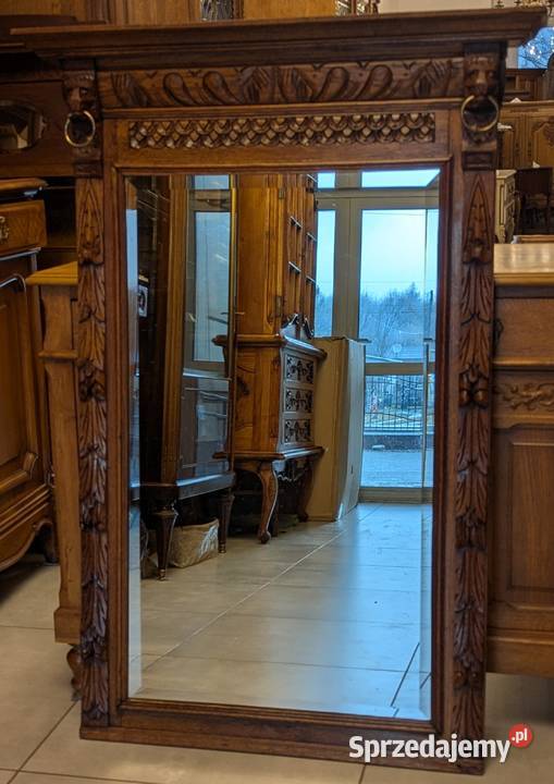 Piękne dębowe lustro neorenesansowesklep Dąbrowa śląskie Dąbrowa Górnicza