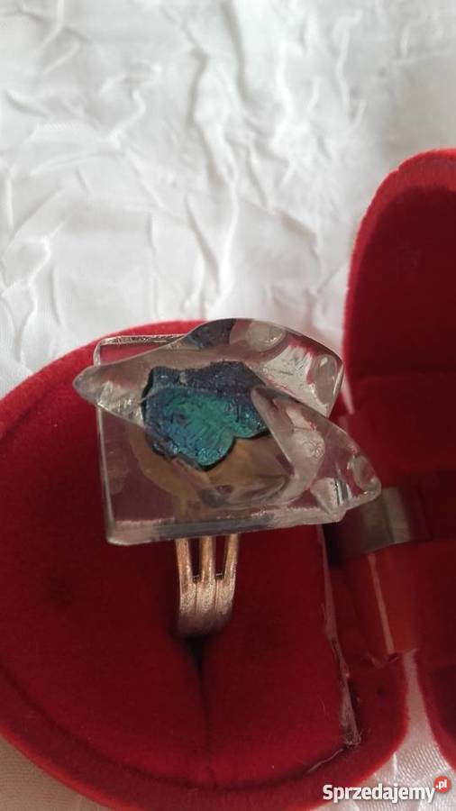 POSREBRZANY PIERŚCIONEK Z KAMIENIEM AQUA AURA posrebrzane Piła sprzedam