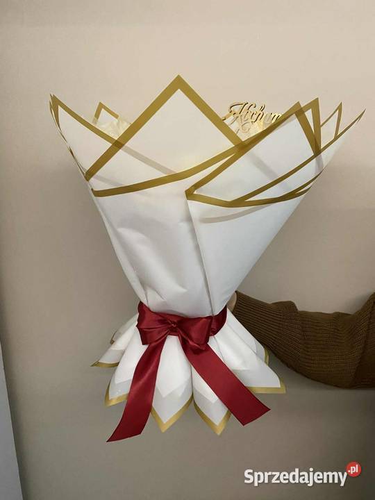 Bukiet Walentynkowy 18 róż ze wstążki Rękodzieło śląskie Dąbrowa Górnicza