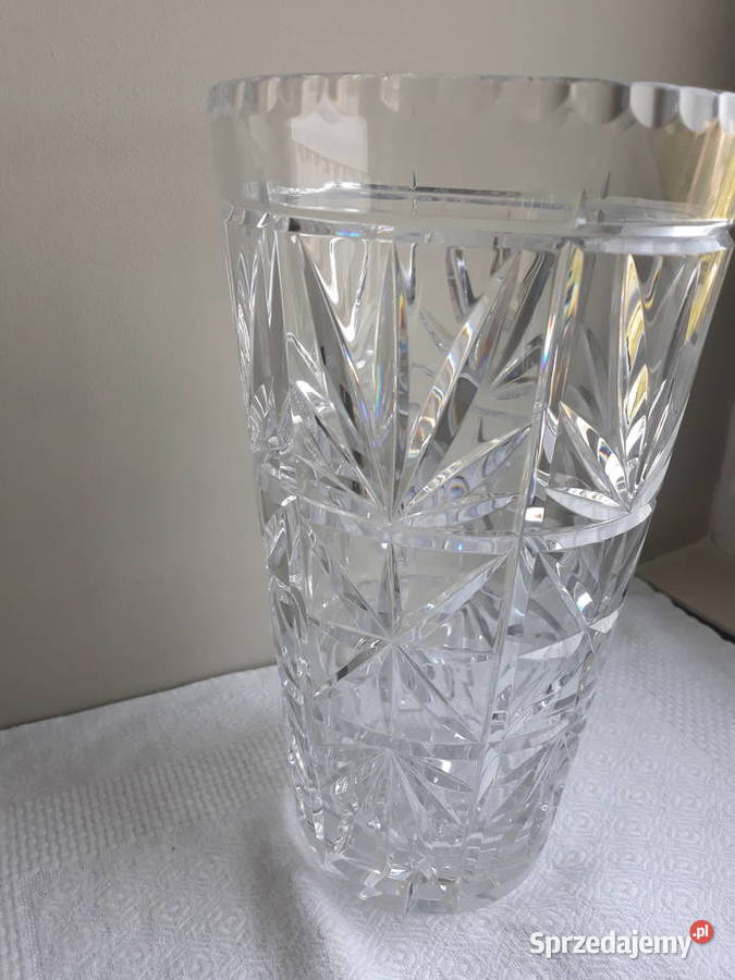duży wysoki kryształowy wazon ciężki kryształ przezroczysty Gdańsk