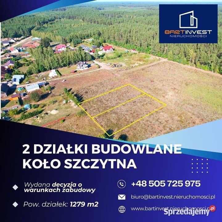 Działki budowlane koło Szczytna Płozy