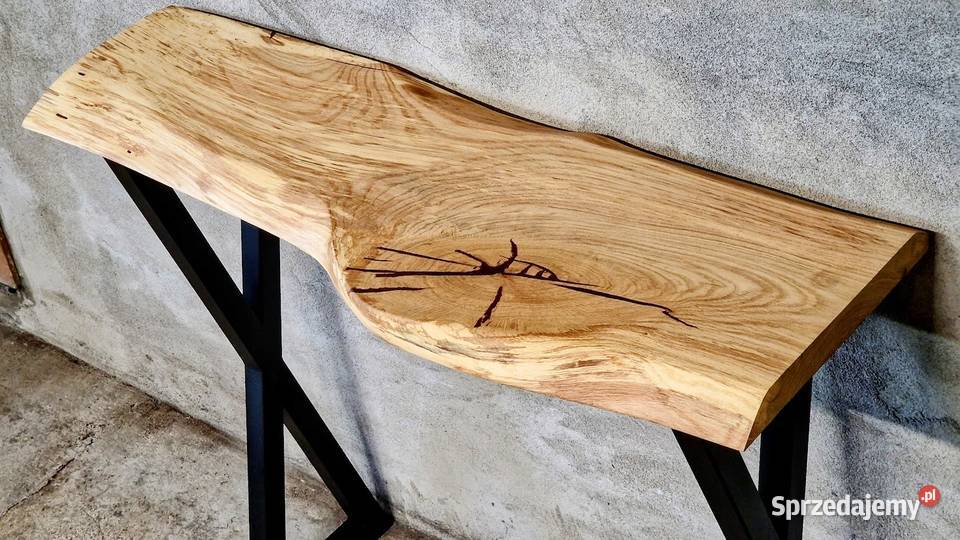 Konsola loft BLAT DĘBOWY DĄB z naturalna krawędź Konsole Bartoszyce