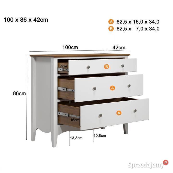 LISSABON KOMODA WYSOKA 3 SZUFLADY 6401 BIAŁA