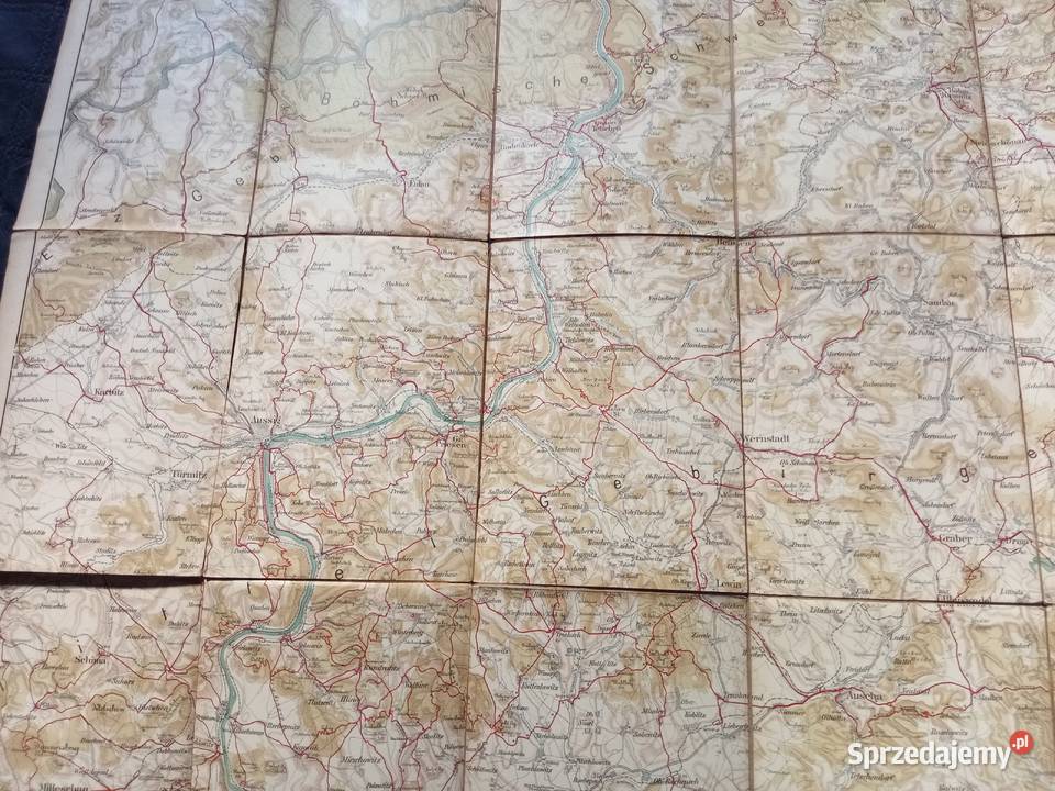 Stara mapa na płótnie Północnych Czech wydanie Świdnica