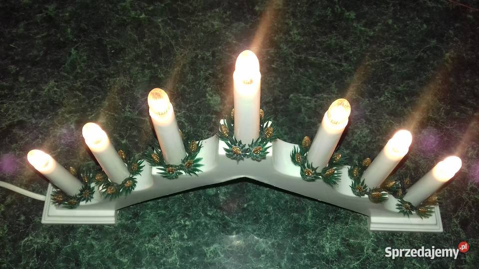 Świecznik świąteczny 7 lampek biały Gdańsk sprzedam
