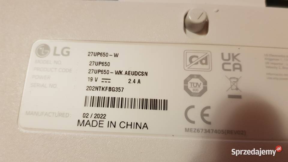 Monitor LG 27 4K 27UP650 UHD rozbity LED Lublin