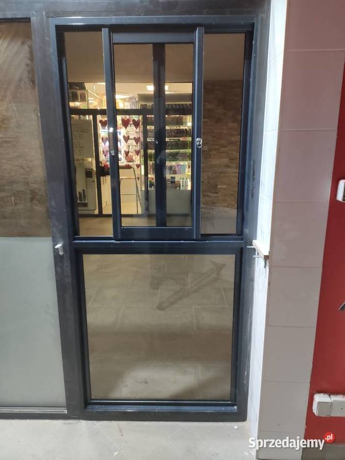 Drzwi aluminiowe z oknem do sklepu kuchni baru Drzwi i okna Świecko sprzedam