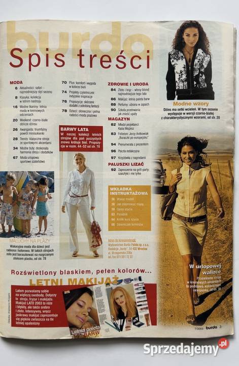 Burda 72003 Magazyn Mody Vintage Wykroje Warszawa