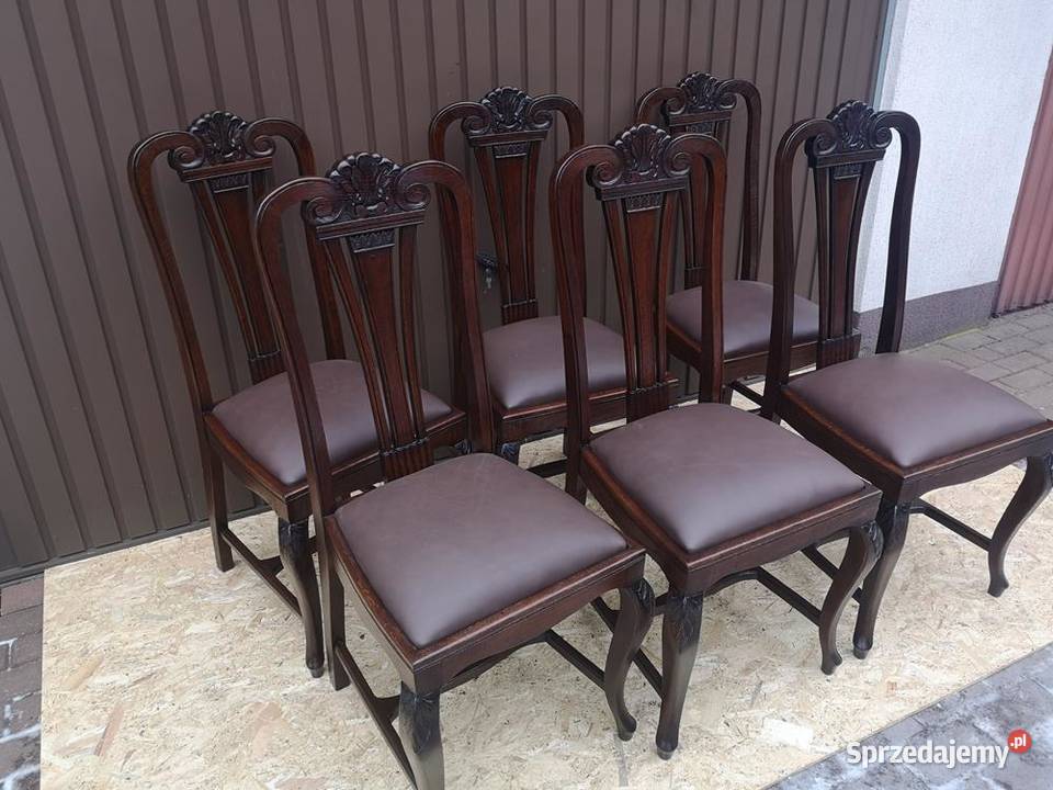 Krzesła Dębowe Wysokie Politura Stare Antyk Swarzędz