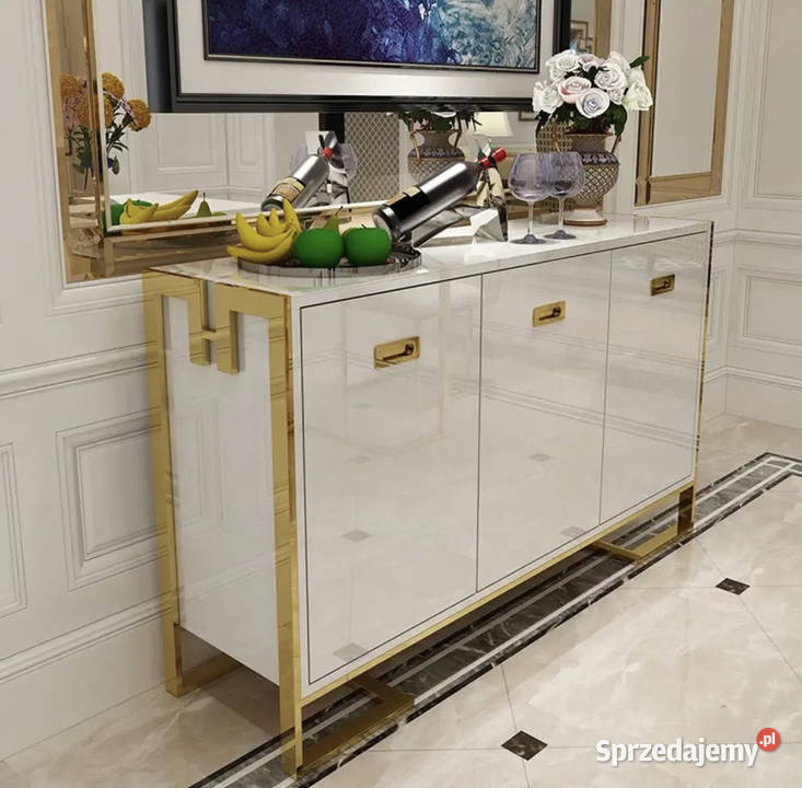 Komoda biała złota ze stali nierdzewnej Anew Komody Golkowice
