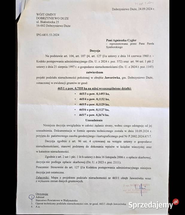 Działki budowlane Jaworówka gm Dobrzyniewo