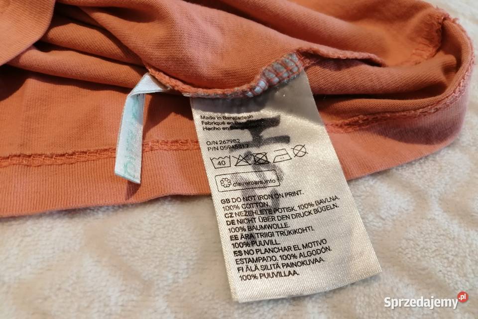 Koszulka krótki rękaw łososiowa 98104 HM Odzież