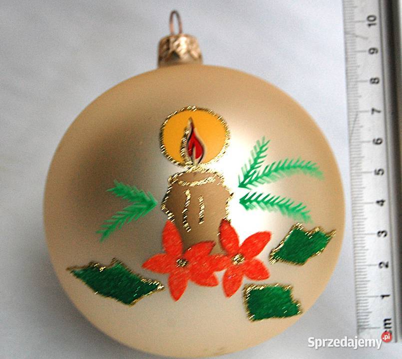 Bombka szklana ręcznie malowana złota perłowa 10 Lublin