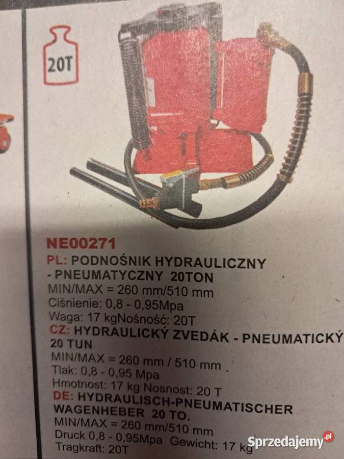 Podnosnik 20 T HYDRAULICZNO pneumatyczny śląskie Częstochowa