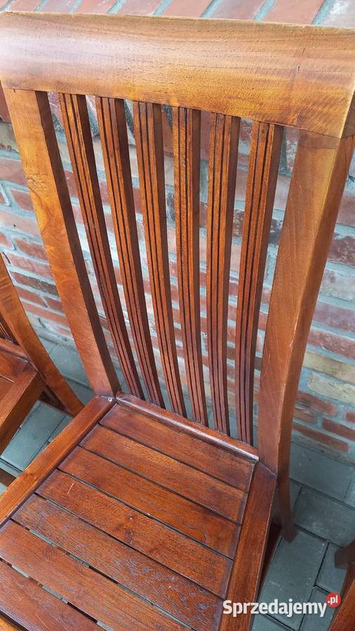 Krzesła tekowe drewniane 2 kolonialne twarde 50cm zachodniopomorskie