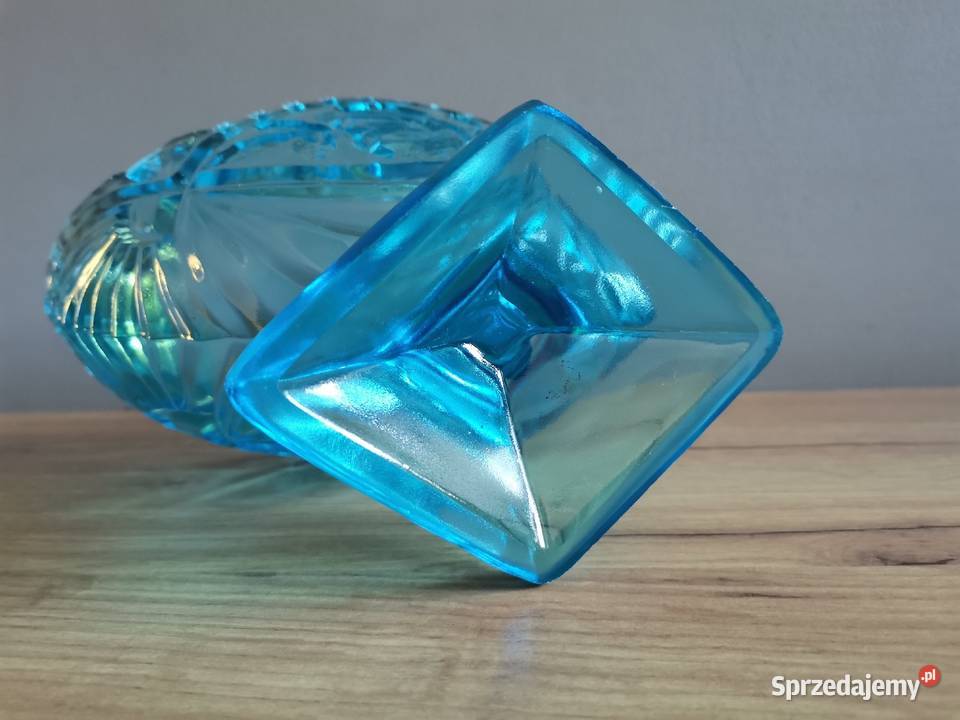 Stara turkusowa nieużywana żardiniera Róża szkło śląskie Siemianowice Śląskie