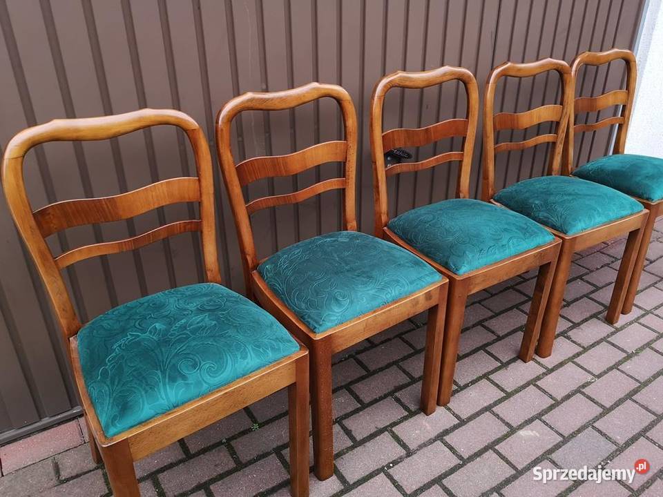 Krzesła ARTDECO Stare Antyk Komplet 5 Sztuk Meble Swarzędz
