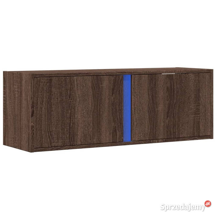 Ścienna szafka TV z LED brązowy dąb 100x31x35