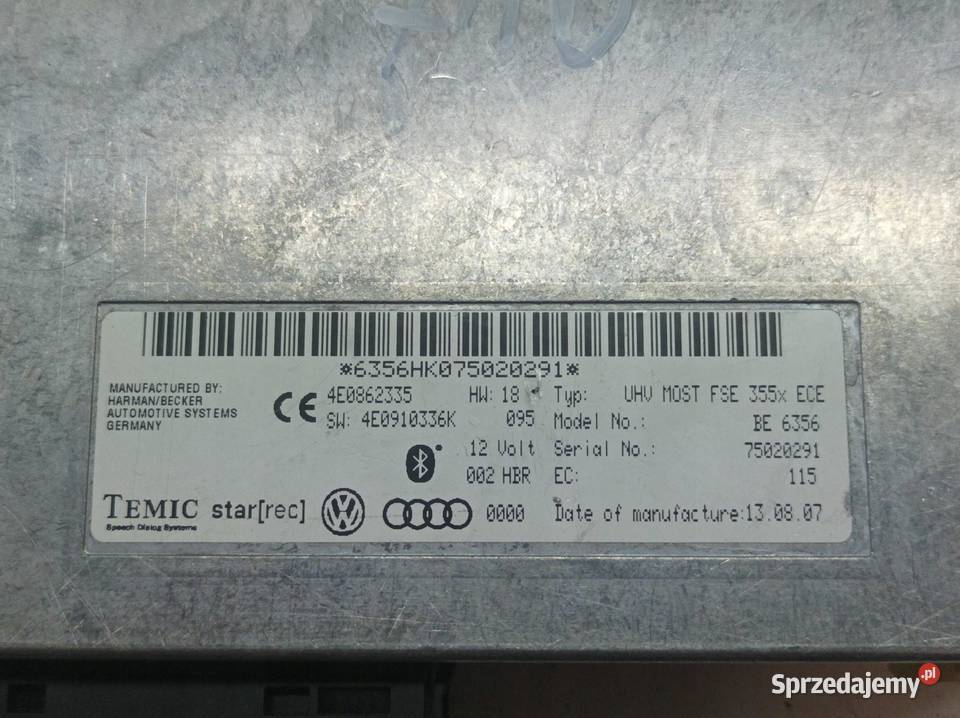 MODUŁ BLUETOOTH 4E0862335 Audi Q7 I 20052015 osobowe