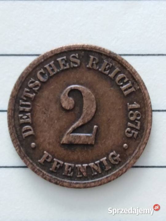 Moneta 2 pfenigi 1875 B Cesarstwo Niemieckie lubuskie Żary