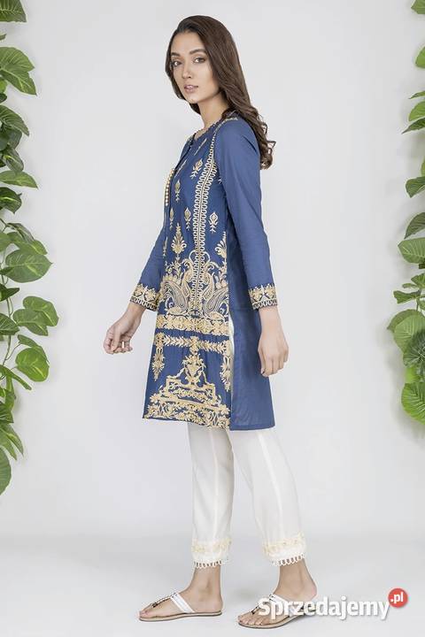 Nowa granatowa tunika indyjska kameez kurta Rozmiar 34(XS) Szczecin