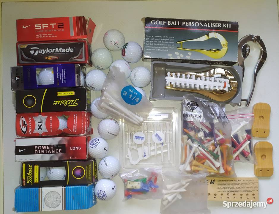 Zestaw kije golfowe torba i wózek trzy kołowy na