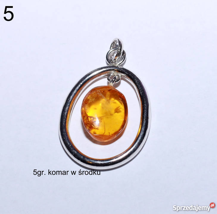 Wisiorek srebrny z bursztynem próba 925 Gdańsk