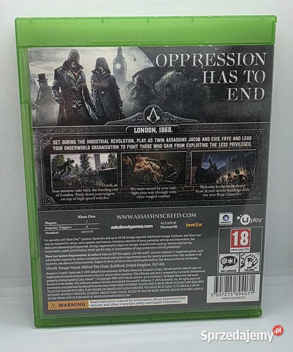 Gra Assasins Creed Syndicate Xbox One Elbląg