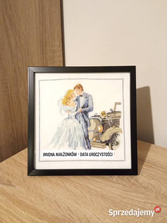 Ślub pamiątka ślubna haft krzyżykowy rękodzieło warmińsko-mazurskie Olsztyn