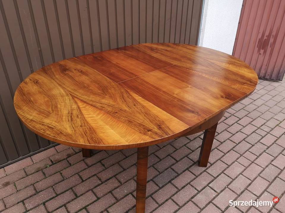 Stół ArtDeco Okrągły Orzech Zgrabny Antyk Stary Swarzędz