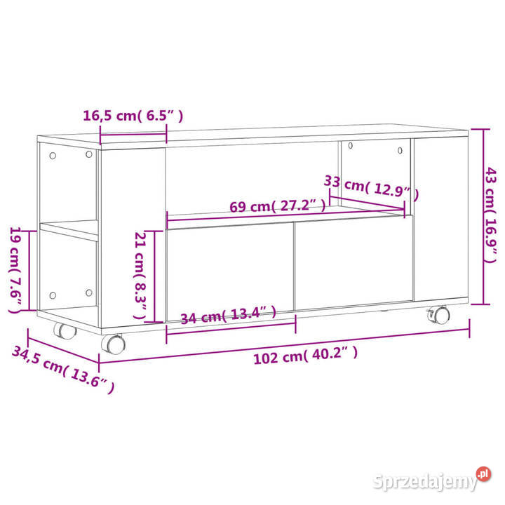Szafka pod TV szarość betonu 102x345x43 WM833746 mazowieckie Warszawa