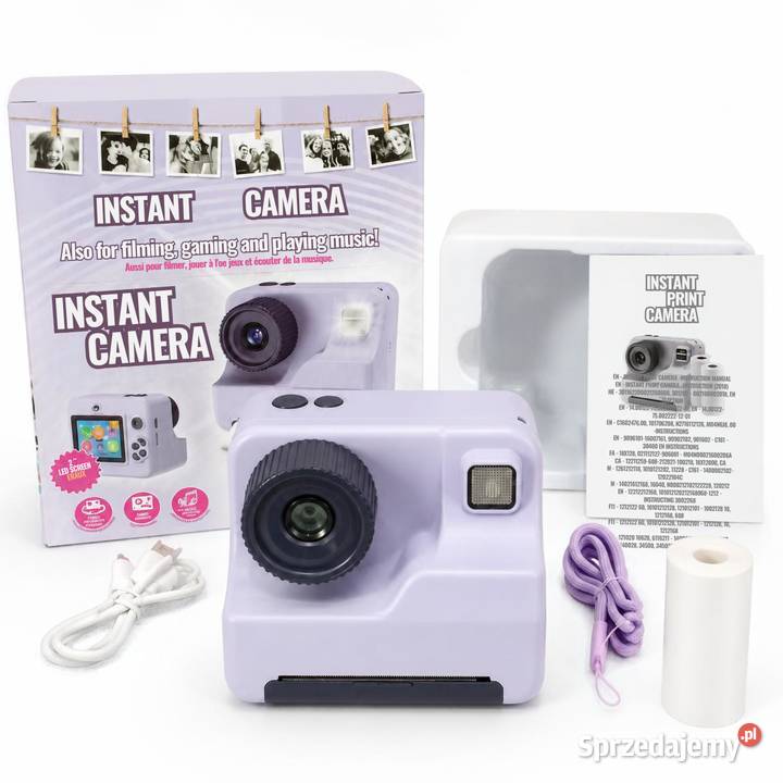 Aparat dla dzieci, zdjecia od ręki! Camera fioletowy + 2 rolki papieru