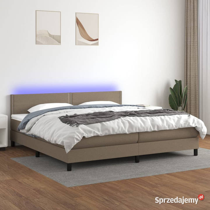 Łóżko kontynentalne z materacem taupe tkanina 88cm sprzedam