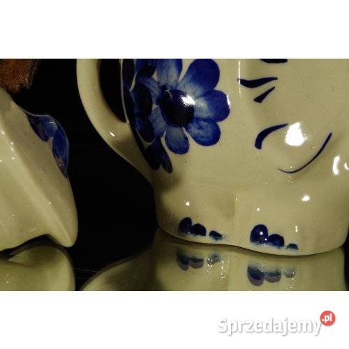 Figuralny czajniczek ceramiczny Słoń kobaltowe Porcelana i szkło sprzedam