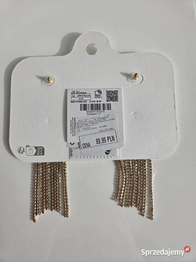 Złote wiszące kolczyki błyszczące ze starssem Kolczyki Liszki sprzedam