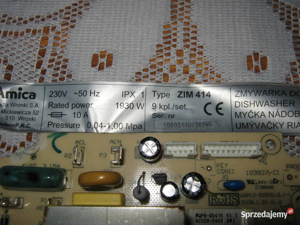 AMICA ZIM 414 WQP129250dd11 MODUŁ ZMYWARKI Nowy Sącz sprzedam