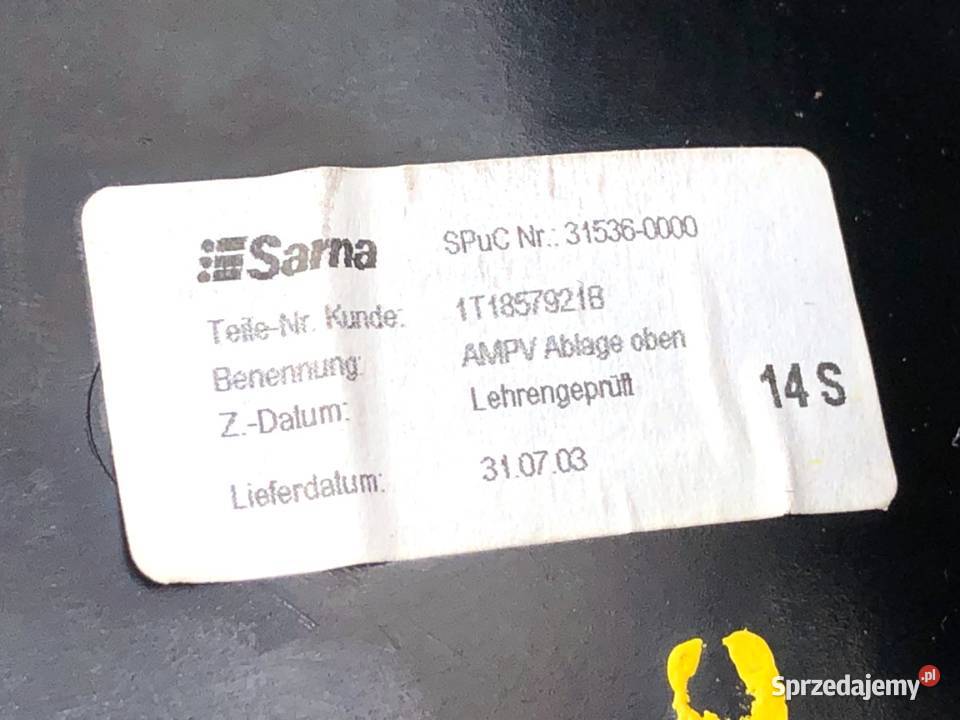 KRATKA NAWIEWU PRZÓD SCHOWEK VW TOURAN 1T1857921