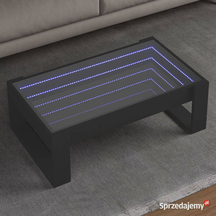 Stolik kawowy z LED Infinity czarny 90x53x30