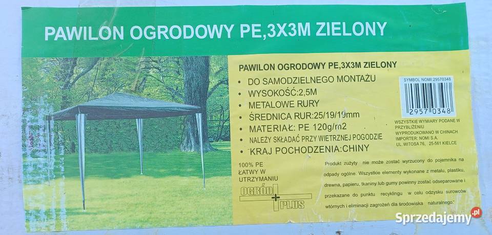 3X3 Gazebo Green pawilon ogrodowy Nomi W Pawilony i namioty Zbylitowska Góra