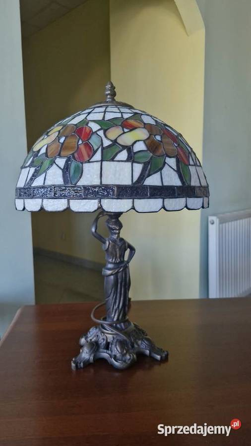 lampa stojąca szklana pokojowa biurkowa z rzeźbą Warszawa