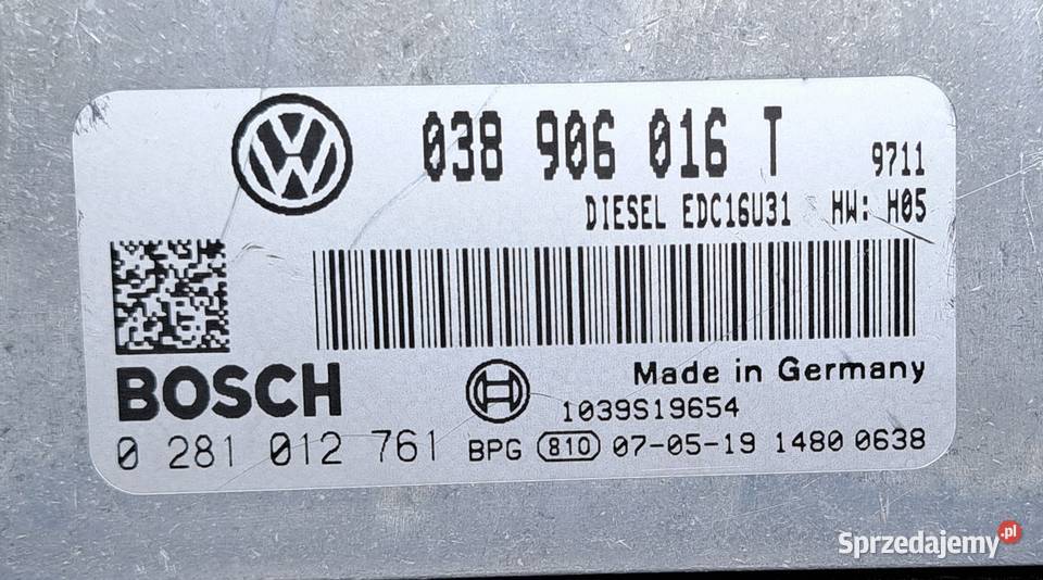 STEROWNIK KOMPUTER SILNIKA VW T5 038906016T dolnośląskie Mielęcin
