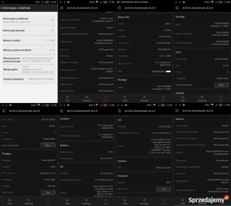 Jiayu G4S 8x17 GHz 2 GB RAM 16 GB ROM Aparat 13 Slot kart pamięci Kańkowo