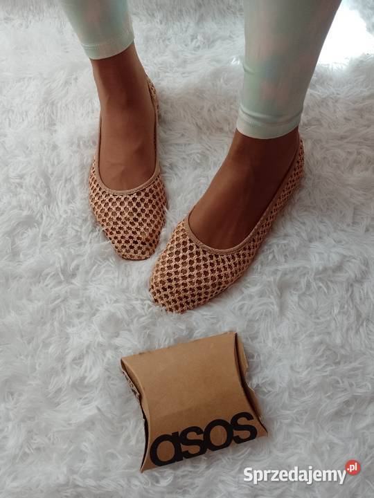 3940 ASOS Design Brązowe baleriny ażurowe z Damskie Kraków