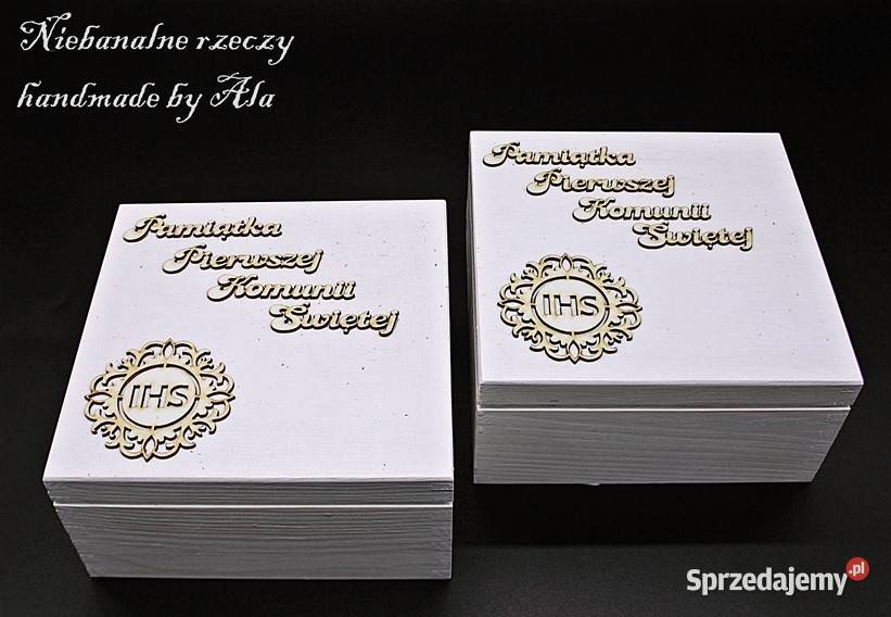 Skrzyneczka drewniana szkatułka I komunia Święta Kutno sprzedam