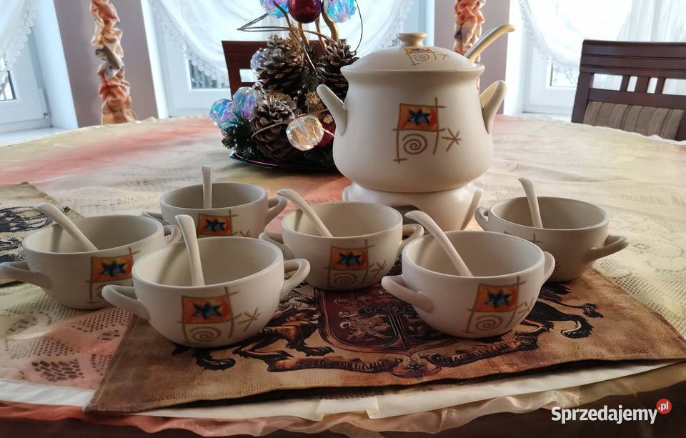 Komplet stołowy z kamionki Lędziny