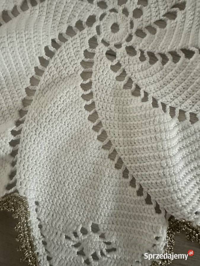 Serweta szydełko gwiazdka ze złotym brzegiem Łódź sprzedam