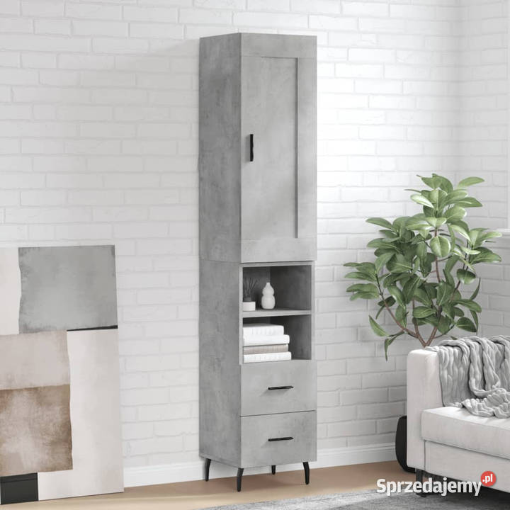 Wysoka szafka szarość betonu 345x34x180 Pozostałe Warszawa